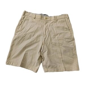 Peter Millar Chino Shorts Mens 34 Khaki Beige 100% Pima Cotton Casual Flat Front